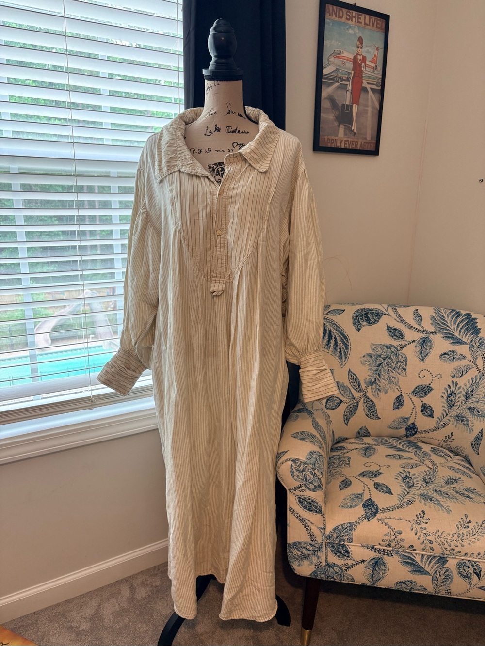 Magnolia Pearl Pinstripe Nightshirt Dress Herbert Viscose/linen Os